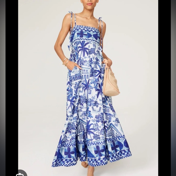 FARM Rio Dresses & Skirts - FARM RIO blue white pattern dress cover up maxi SWEET RIO